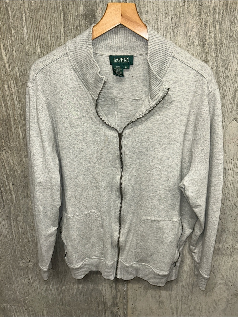 Lauren Ralph Lauren Light Gray Zip-Up Men's Sweater Jacket